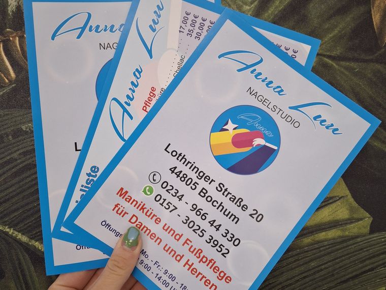 Anna Lieu Nagelstudio &ndash; Preislisten-Flyer