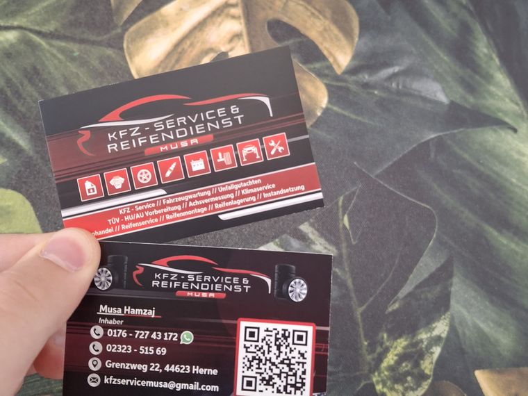 KFZ-Service & Reifendienst Musa &ndash; Visitenkarten
