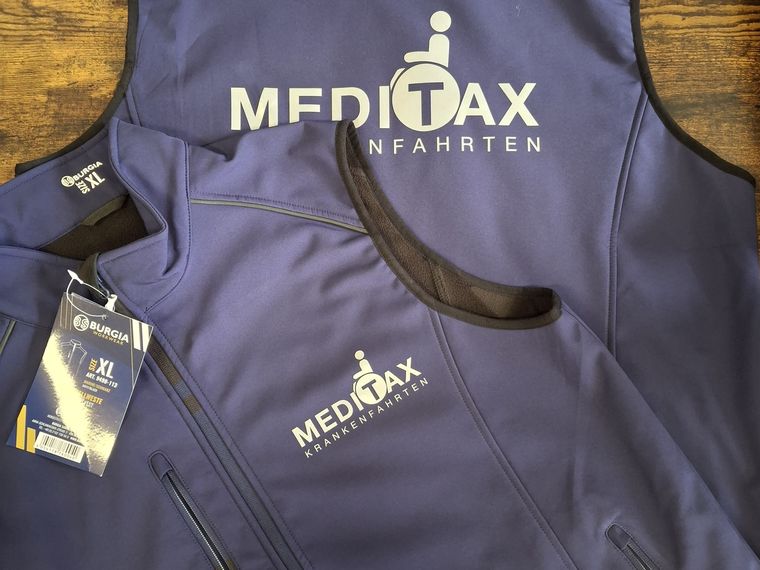 Meditax Krankenfahrten &ndash; Softshellweste mit Stick