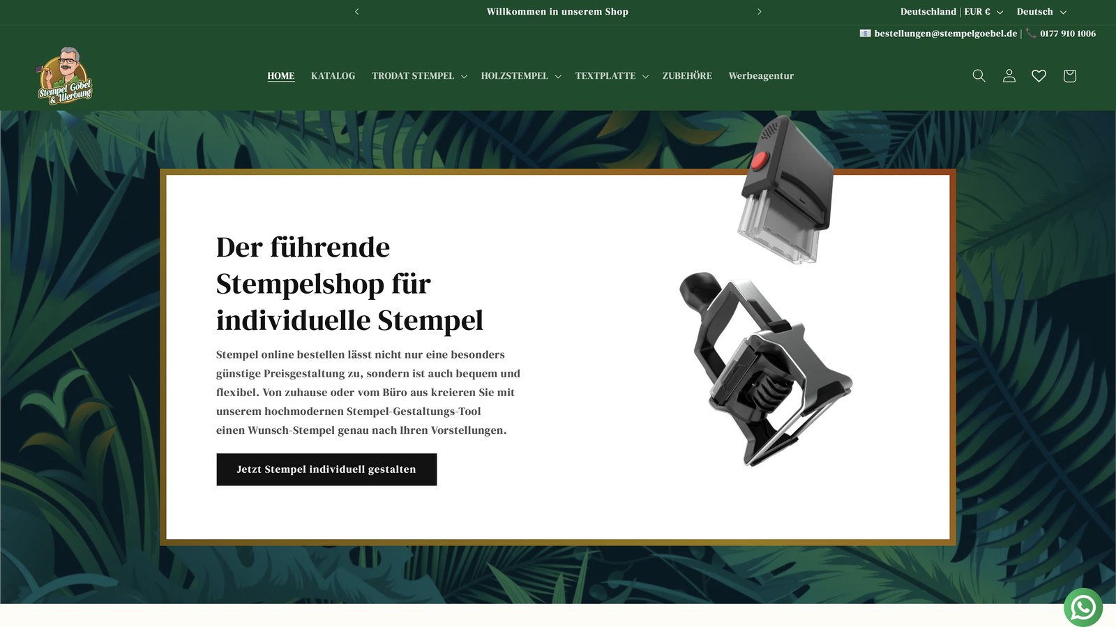Startseite des Online-Shops stempelgoebel.de